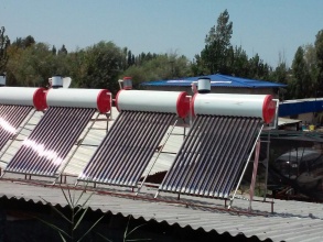 Resort area. Tashkent region. Solar water heaters.